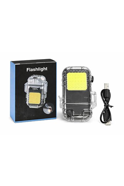 Generic Rechargeable Keychain Flashlight With COB LED And Plasma Lighter