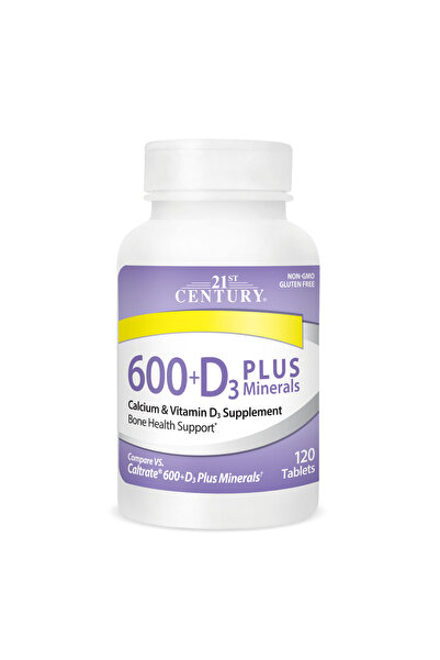 21st Century Calciu 600mg + D3 Plus Minerale, 120 Tablete