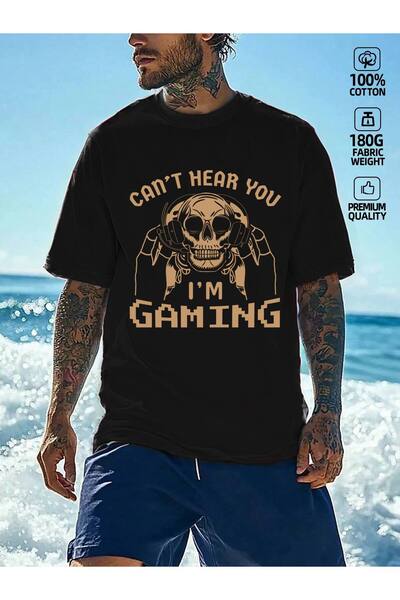 2mcup Men'S Gaming T-Shirt "Can't Hear You I'm Gaming" Text & Controller Grap...