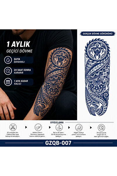 medink tattoo 1 Ay Kalıcı Sonradan Kararan Maori Tam Kol geçici dövme tattoo ...