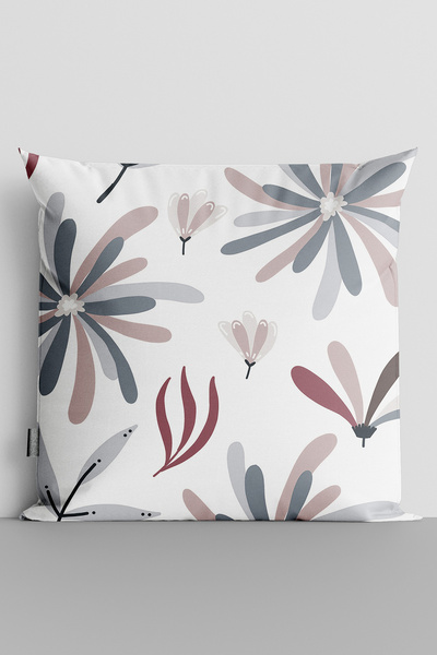 TicaretJet Colorful Flowers Double Sided Digital Printed Throw Pillow Cover