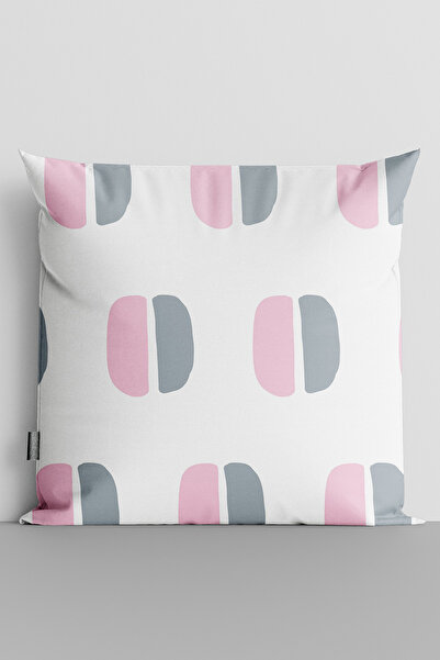 TicaretJet Pink Black Half Circles Double Sided Digital Printed Throw Pillow ...