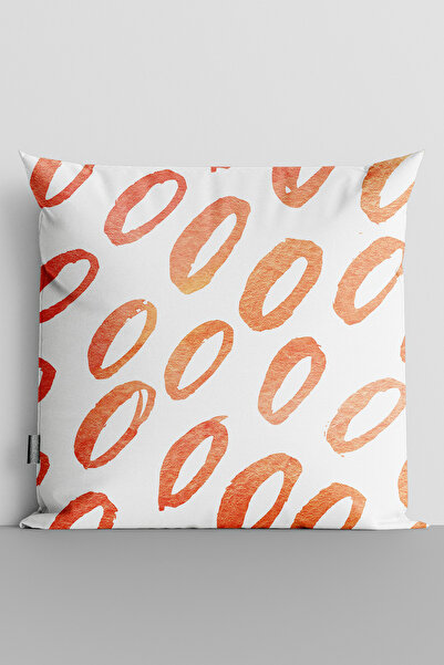 TicaretJet Red Circles Double-Sided Digital Printed Throw Pillow Cover - 2529