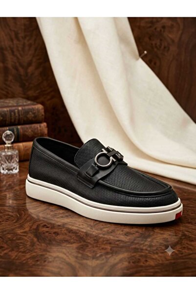 MARCOMEN 23139 Men's Genuine Leather Buckle Casual Loafer Shoes