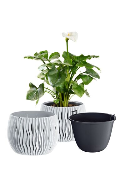 EDANTI Ghiveci decorativ de masă tip bol Sandy 18 cm - Alb