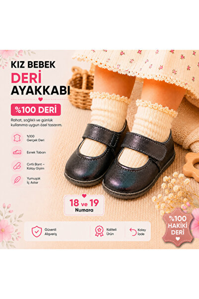 My Baby Kumsal أحذية وأحذية أطفال سوداء مصنوعة من الجلد بنسبة 100% (النعل وال...