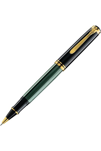 Pelikan قلم سوفيرن R800 رولربول، موديل 4109، أسود وأخضر مع حواف ذهبية، علبة ه...