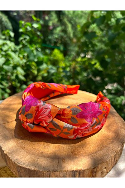 ByMerve Satin Fabric Summer Colorful Floral Women's Orange Crown