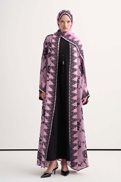 carell Floral Floral Abaya Pink