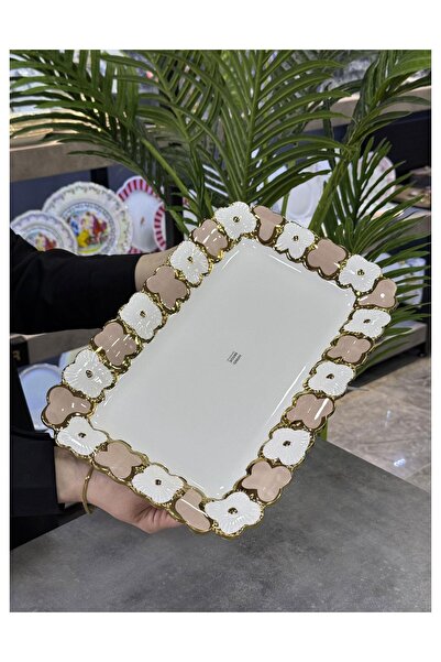 Doğudeko Cleef Porcelain Rectangular Presentation Plate Pink