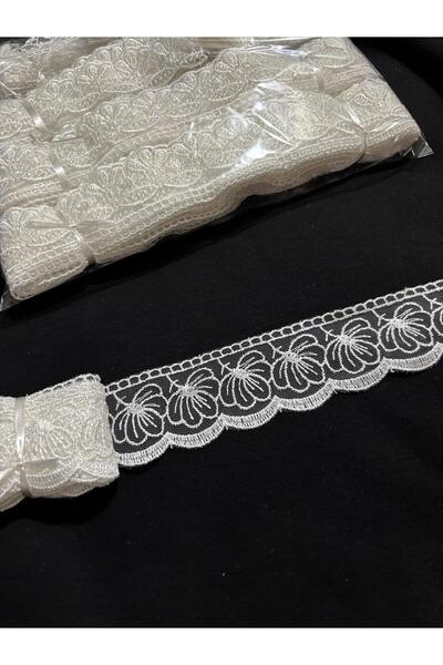 Butik 9 Metre İnce Tül Güpür Zarif Nakışlı Dantel Çeyizlik Pike Nevresim Perd...