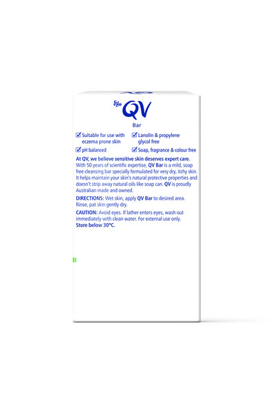Qv Bar 100g - Soap-Free Cleansing for Dry & Sensitive Skin