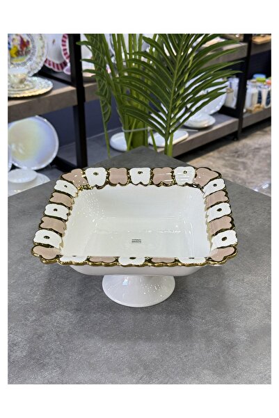 Doğudeko Cleef Porcelain Square Footed Presentation Bowl Pink