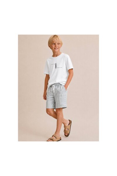 JABBER Men's Basic T-Shirt with Patterned Shorts Set
