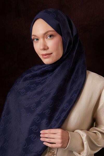Levidor Navy Blue Lvd Printed Naia Jacquard Shawl