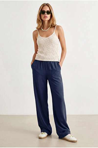 Women's navy linen pants with Best Prices | Trendyol
