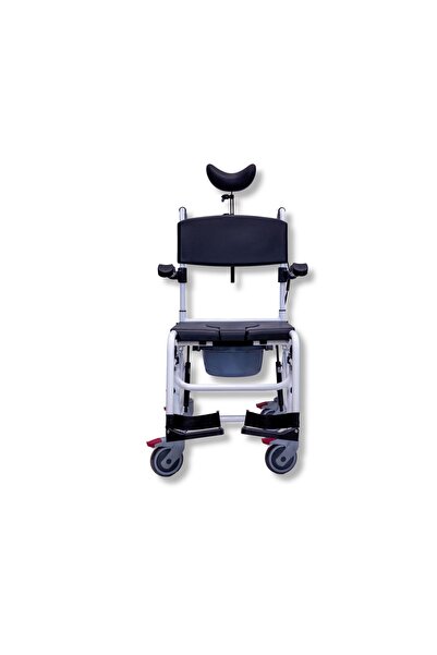 PELEGON Mobile Medical Toilet and Shower Chair with Headrest