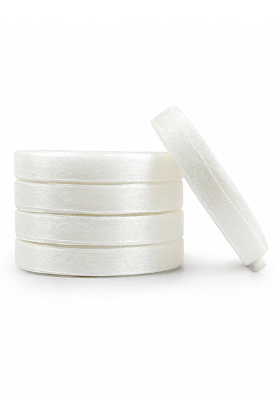 OEM Set de 5 Panglici din Organza Alb 1 cm 45,72 m