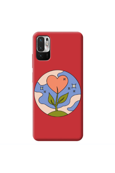 Other Xiaomi Redmi Note 10 Pro 5G Hearted Flower Red Colored Silicone TPU Θήκη