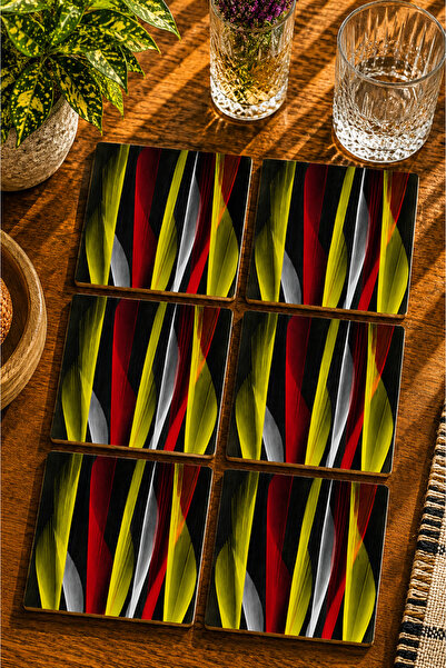 JHAAR Abstract Modern Set of 6 Coasters - Uv Printing Mdf - 10X10 cm