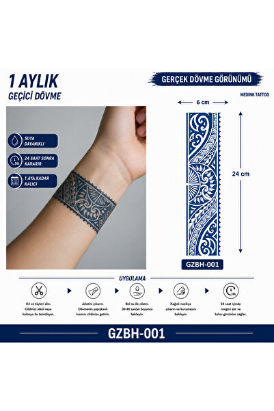 medink tattoo 1 Ay Kalıcı Sonradan Kararan Şerit model geçici dövme tattoo st...