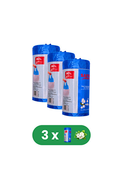 SAFİR Set de 3 role Saci Menajeri 60L cu mâner, 40 bucăți/rolă, cu parfum de ...