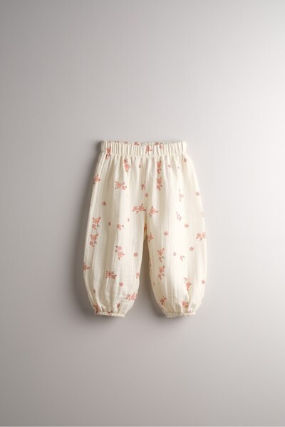 Bondberro 100% Cotton Muslin Fabric Baby Girl and Child Loose Fit Pants