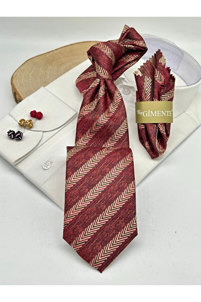 Gutiero Classic Tie with Red Patterned Handkerchief