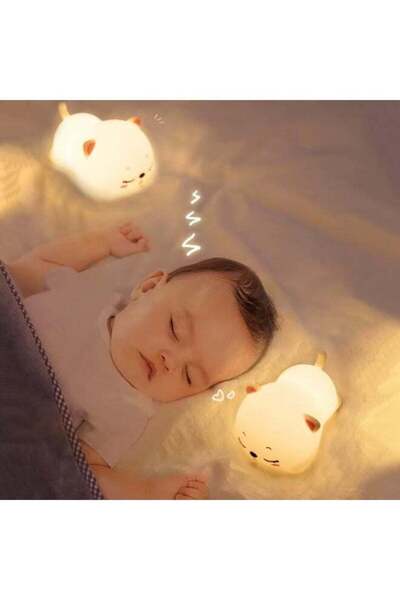 Generic Cat Silicone Night Light, Color-Changing, Rechargeable Patting Lamp