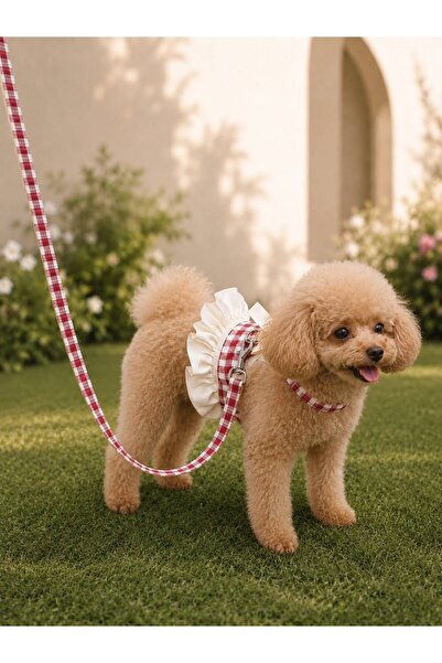 Payidar Hediyelik Stylish Plaid Patterned Ruffled Cat/Dog Dress / Chest Harne...