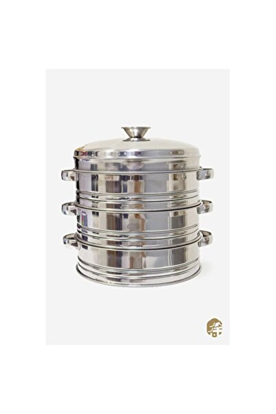 Empressco 3 Katlı Alüminyum Bambu Buhar Sepeti, 18cm Steamer, Sağlıklı Pişirme