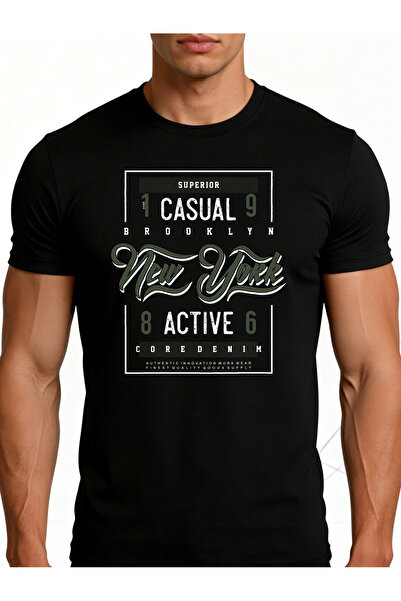 BASEPULSE Men's New York Skyline T-Shirt - Streetwear Round Neck Tee Suitable...