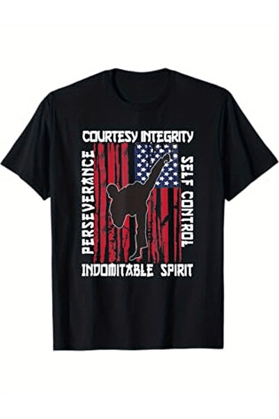 12 Teknoloji Martial Artist 5 Tenets US Patriotic American Flag TaeKwonDo T-S...