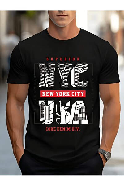 212Wear Men's Pure Cotton T-shirt with a New York Statue of Liberty Print, Su...