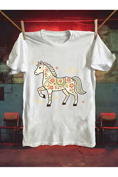 212Wear Men's Pure Cotton Short-Sleeve T-Shirt with Horse Print Design - Soft...