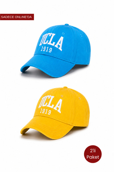 UCLA Ballard Set of 2 Sea Blue & Yellow Baseball Caps Embroidered - Unisex Hats