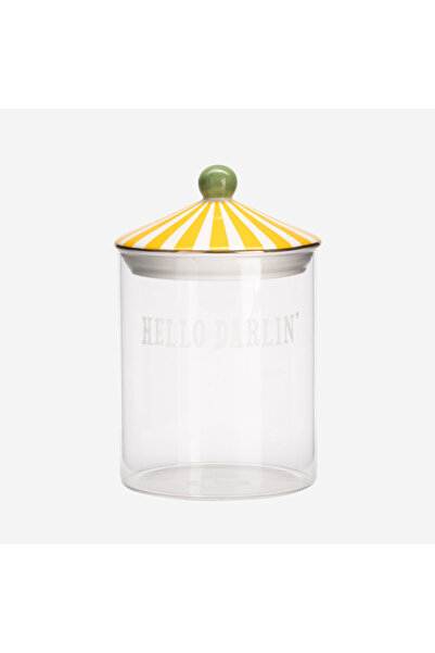 YVONNE ELLEN Animals Hello Darlin Yellow Glass Ceramic Large Storage Containe...