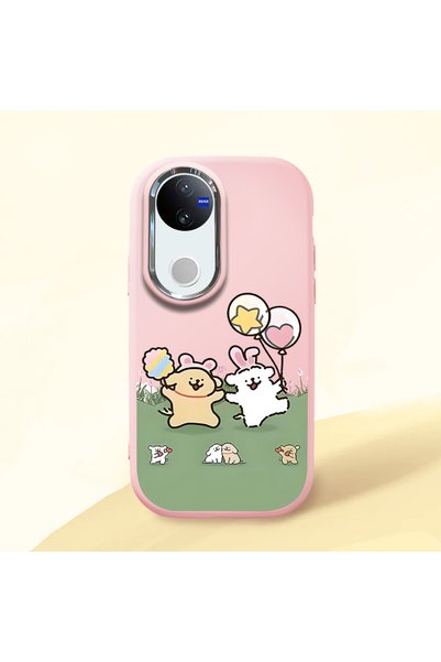 Hontinga Vivo V50 Compatible Case Camera Protector Pink Silicone Couple Phone...