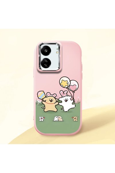 Hontinga Poco C65 Compatible Case Camera Protector Pink Silicone Couple Phone...