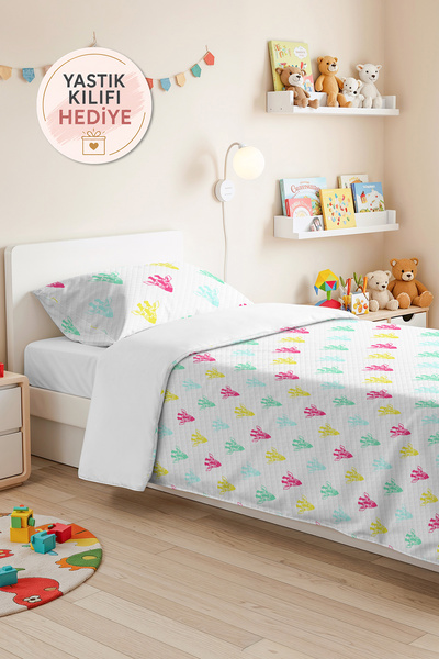 Evimde Bambaşka Pastel Giraffe Children's Room Single Pique Set - White Mint ...