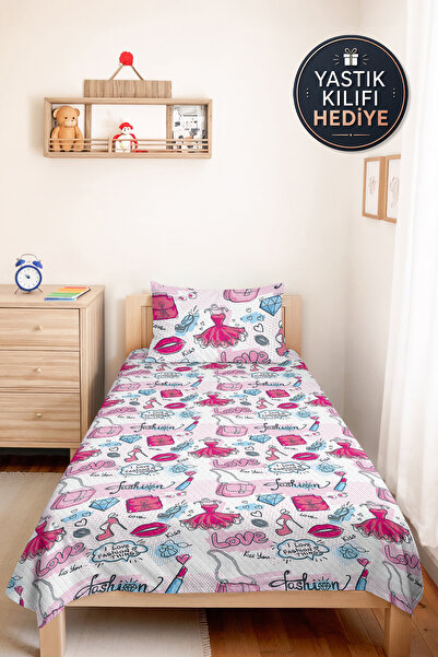 Evimde Bambaşka Pink Fashion Girls' Pique Set - Linear Modern Blue Baby Room ...