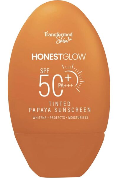 Transformed Skin Honestglow Tinted Papaya Sunscreen Spf 50 Pa+++, 50 gm