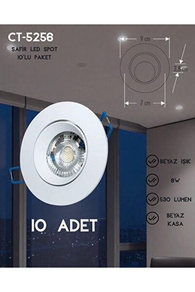 Cata CT-5256 Safir Led Spot Beyaz Işık - 10’lu Paket