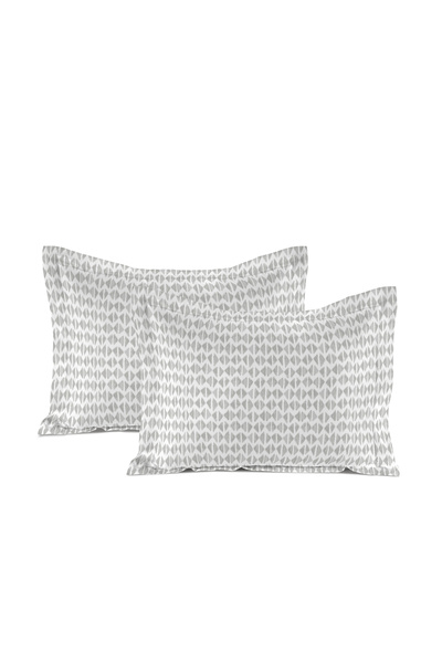 Boutique Blanche 200 TC Percale Pillow case 2pc 50x90cm Grey Geo