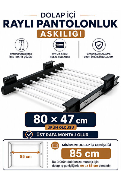 ShopyTime Dolap İçi Raylı Pantolon Askılığı Düzenleyici 80x47 cm – Gardırop O...