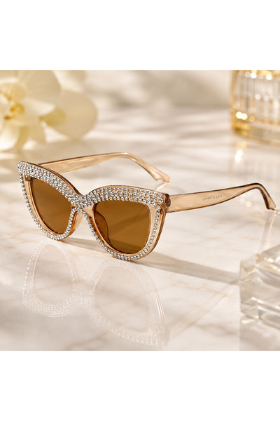 Zenorius Ochelari de Soare Damă Cat Eye Luxury cu Cristale, Protecție UV400, ...