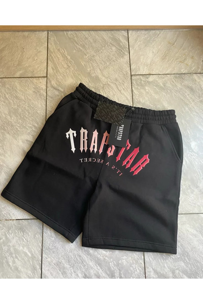 classy moda Trap Yazılı Siyah Erkek Şort