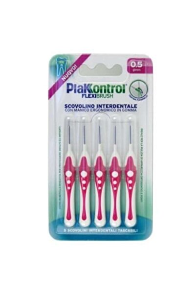 PlaKKontrol 5 periuțe interdentare fine de 0,5 mm, culoare roșie, fabricate î...