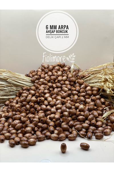 Fiolimore Mărgele din lemn de orz maro de 6 mm (25 gr 90 bucăți) Diametru gau...