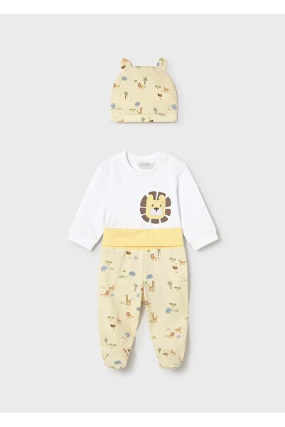 MAYORAL Newborn Baby Boy Better Cotton Combed Cotton Set with Booties Yellow